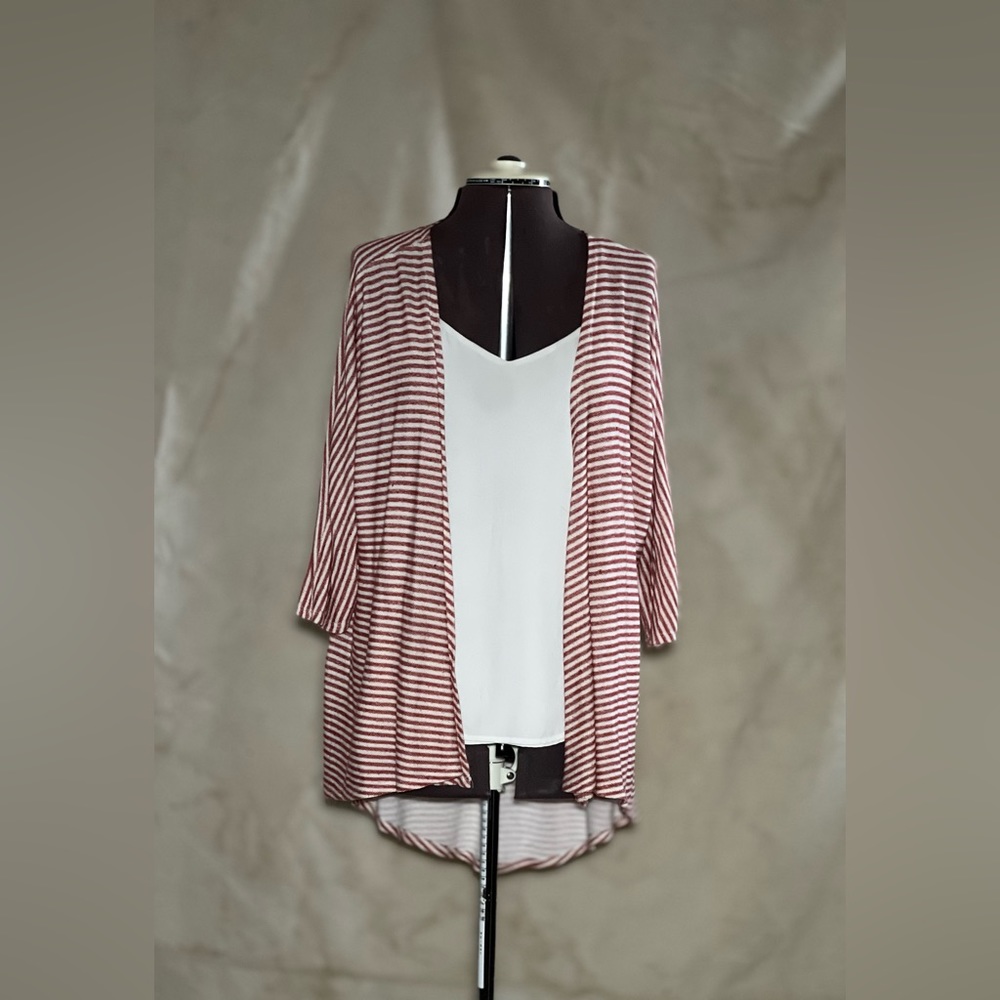 LuLaRoe Pink and White striped swing cardigan